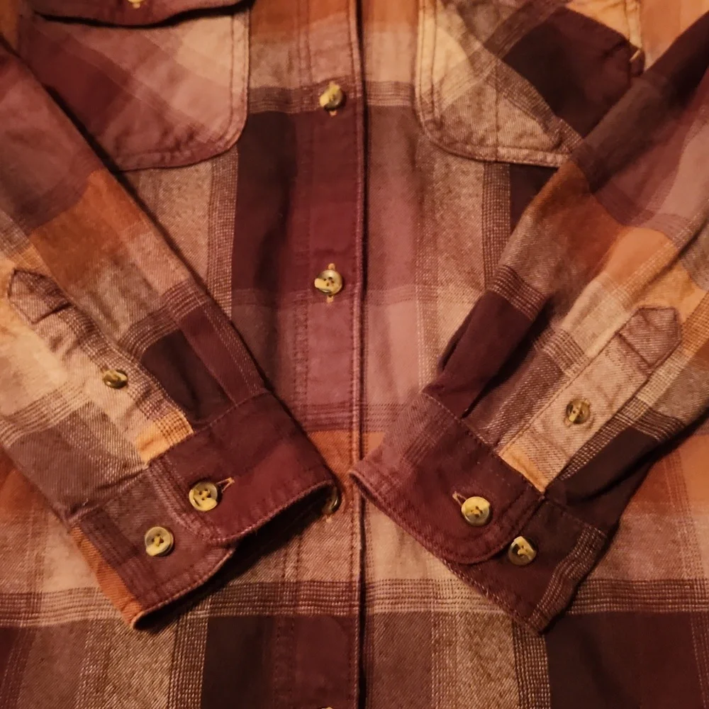 Carhartt Plaid Shirt with Hood - Purple and Brown Womans Size 8/10 - Picture 4 of 6
